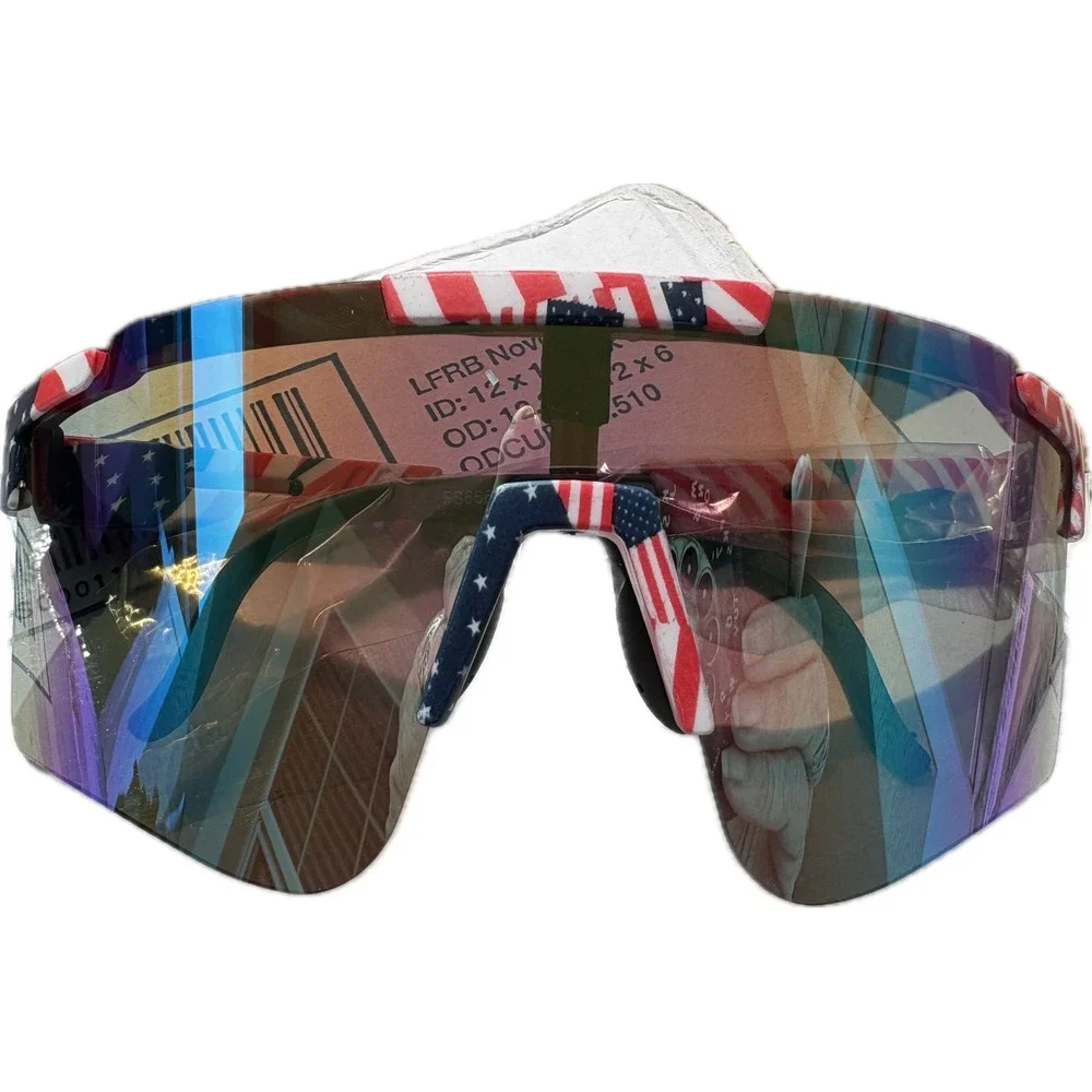 Mens American Flag‎ Patriotic Oversized Shield Sunglasses Blue Mirror Lens Sport